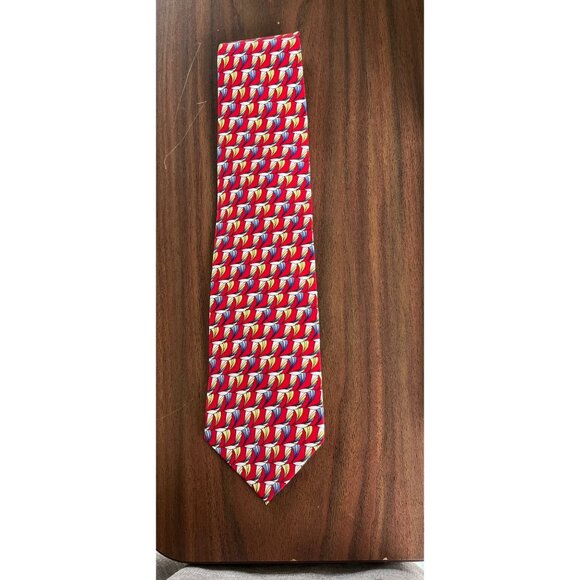 Vintage Stonehenge Miracle Expressions Tie Abstract Birds Red Blue Yellow Geomet - Picture 1 of 7